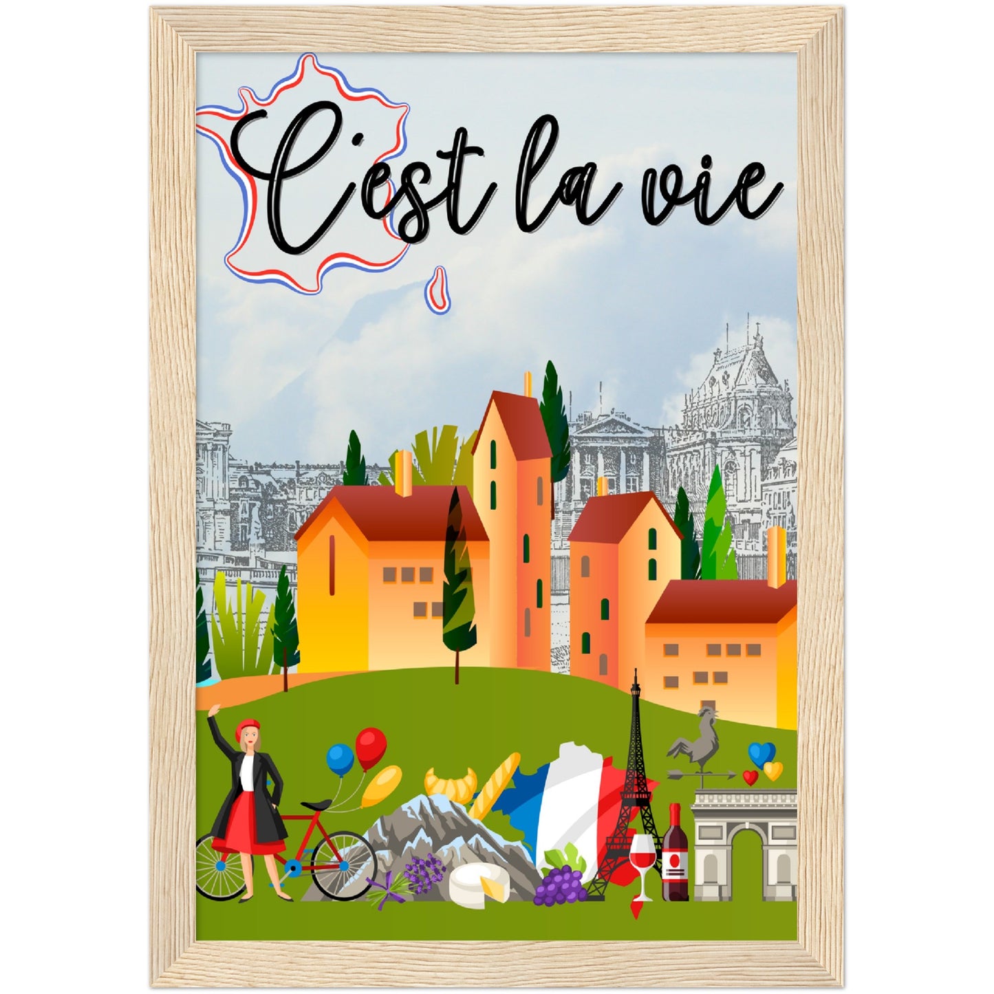 C'est la vie Premium Wooden Framed Poster
