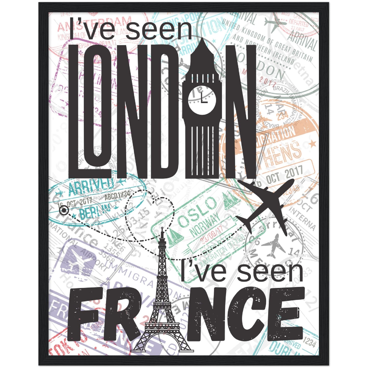 London & France Premium Wooden Framed Poster