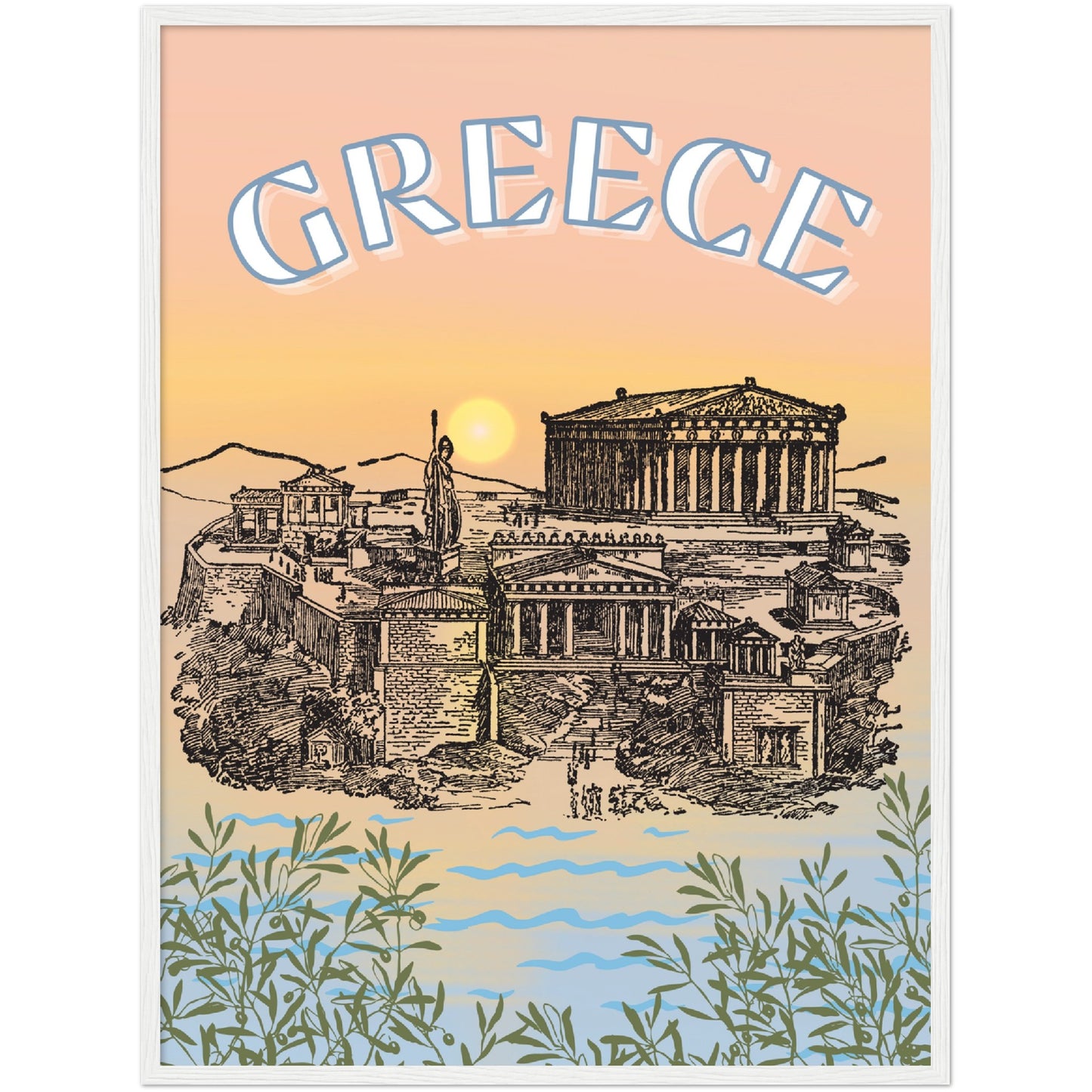 Greece Premium Wooden Framed Poster