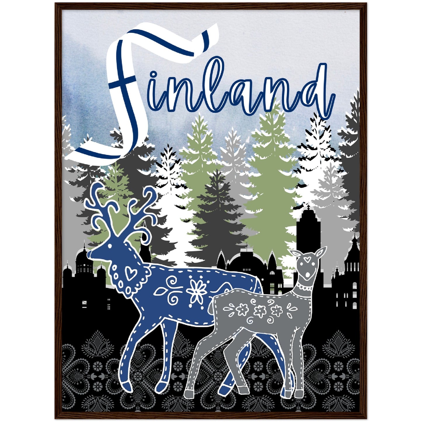 Finland Premium Wooden Framed Poster