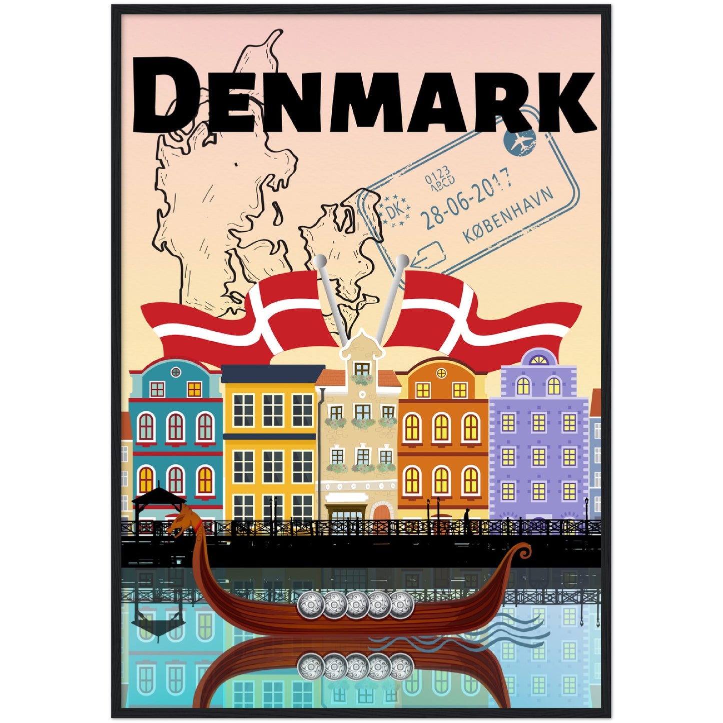 Denmark Premium Wooden Framed Poster