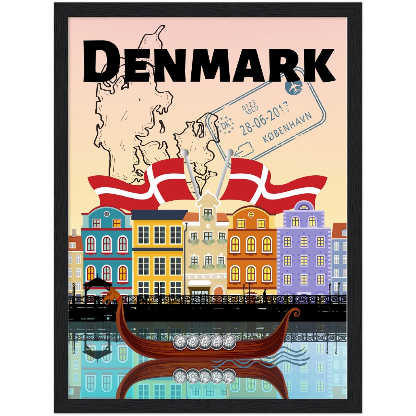 Denmark Premium Wooden Framed Poster