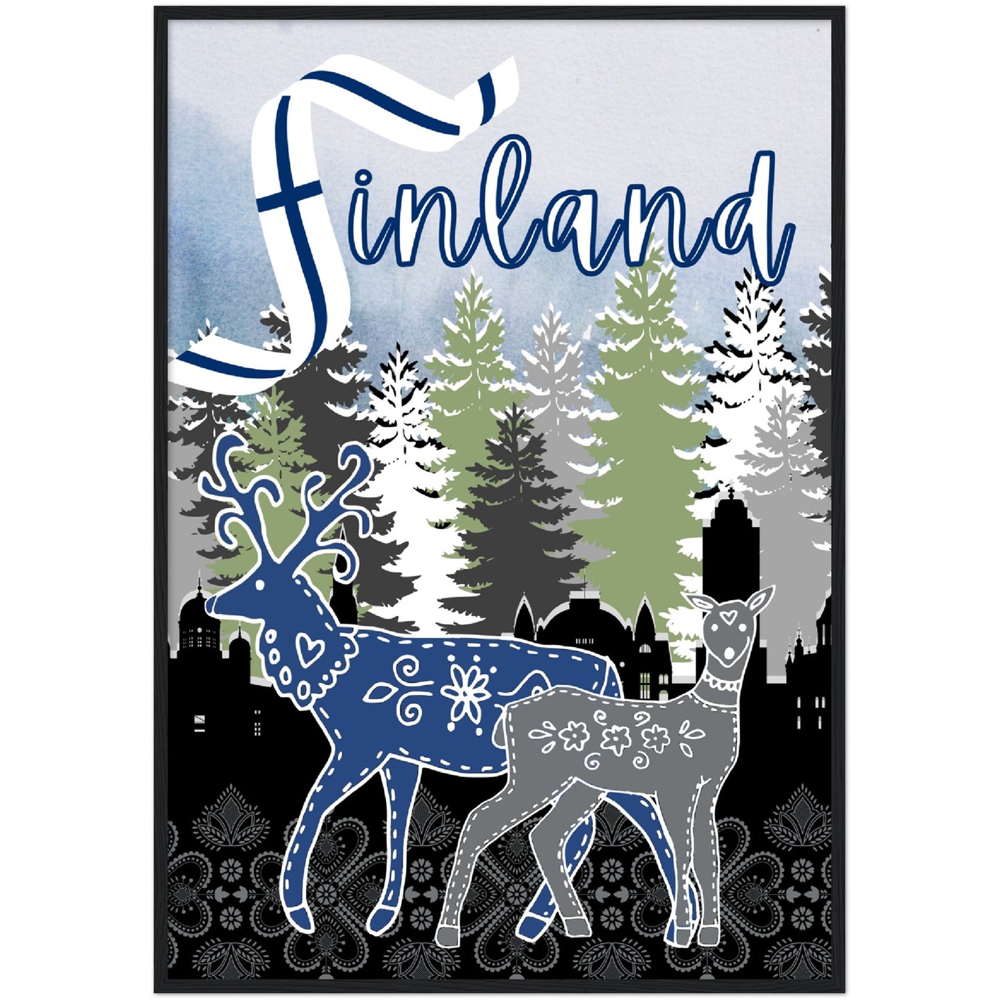 Finland Premium Wooden Framed Poster