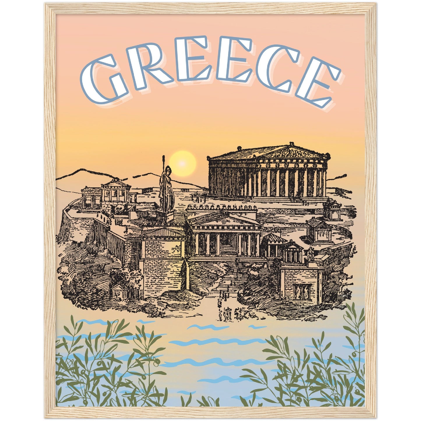 Greece Premium Wooden Framed Poster