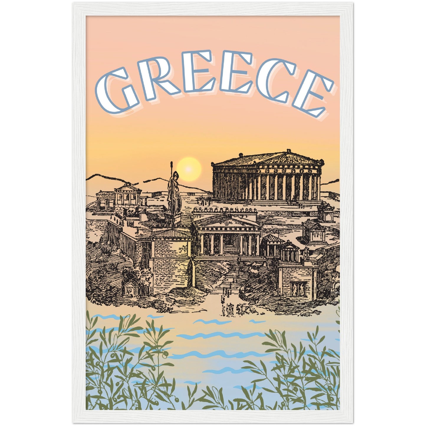 Greece Premium Wooden Framed Poster