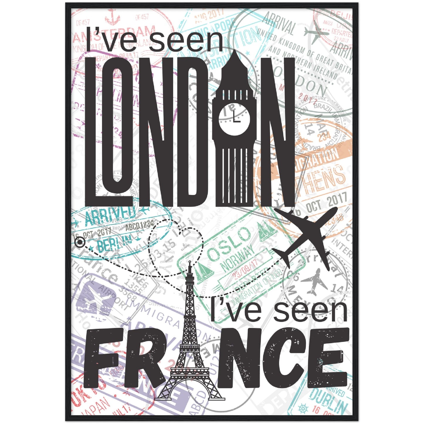 London & France Premium Wooden Framed Poster