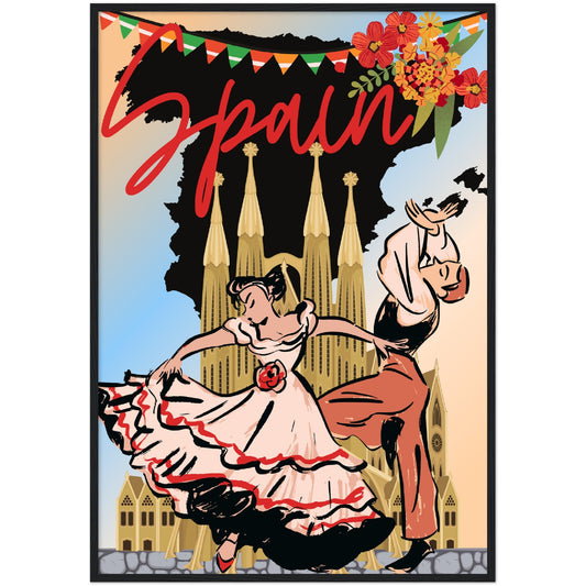 Flamenco Dancers Premium Wooden Framed Poster