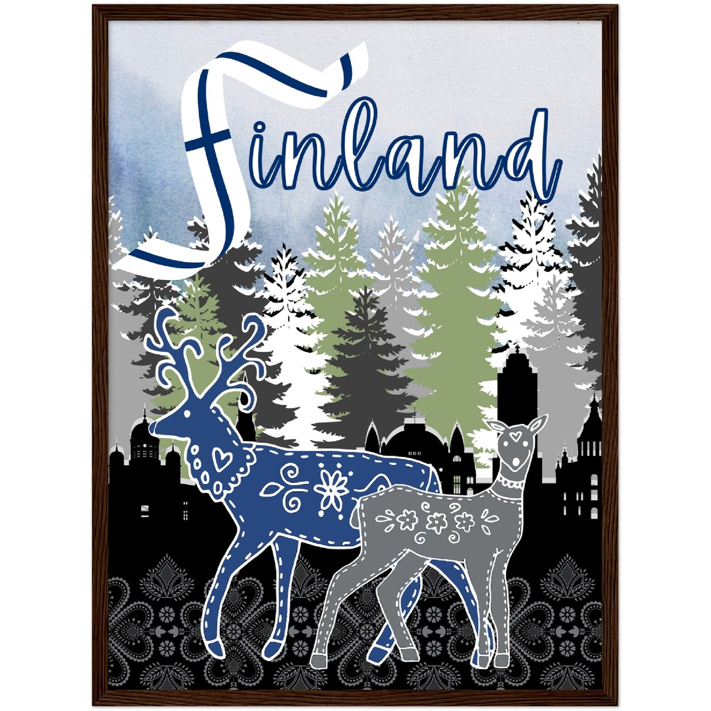 Finland Premium Wooden Framed Poster