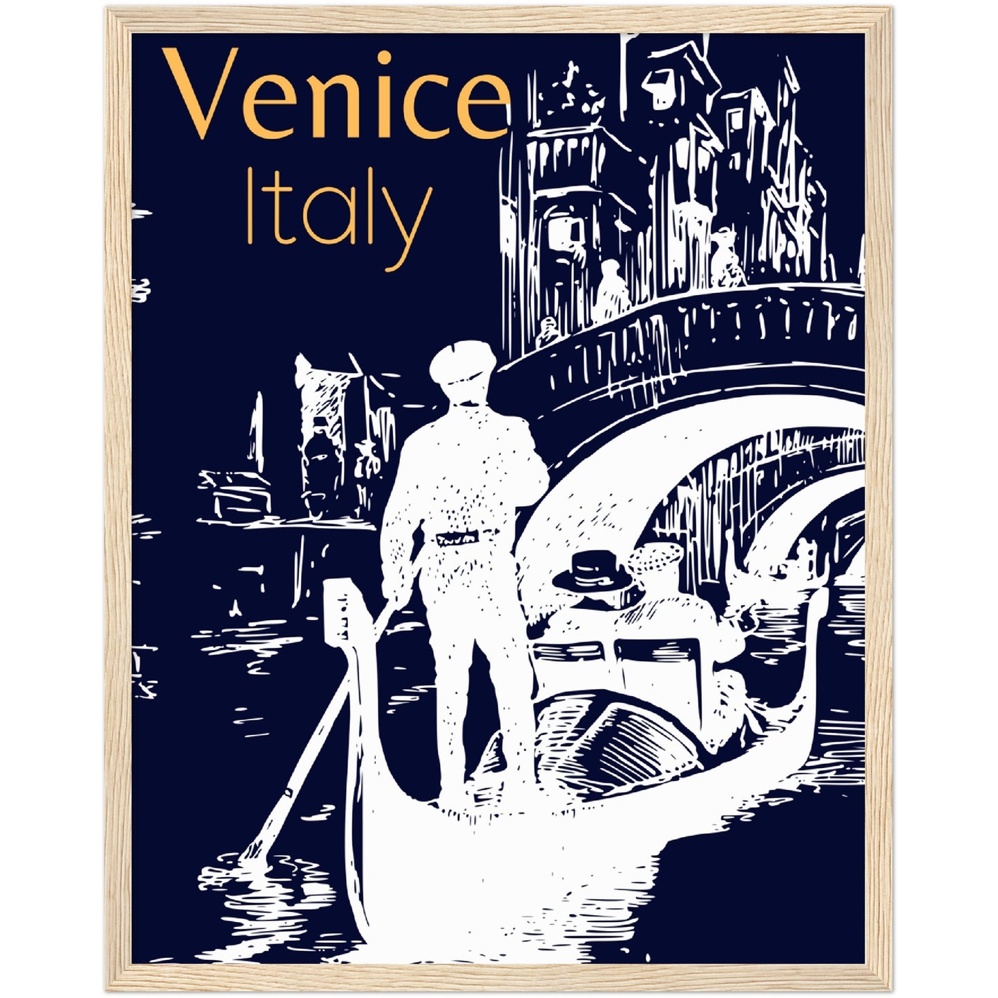 Venice at the Bridge Premium Wooden Framed Poster