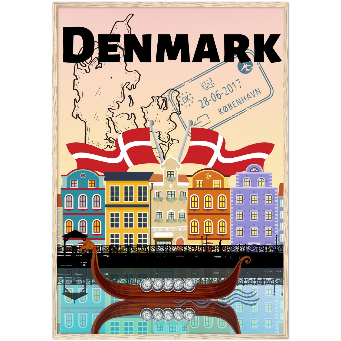 Denmark Premium Wooden Framed Poster