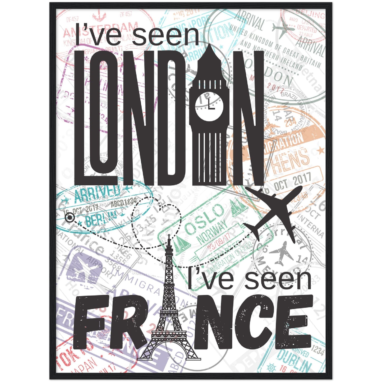 London & France Premium Wooden Framed Poster