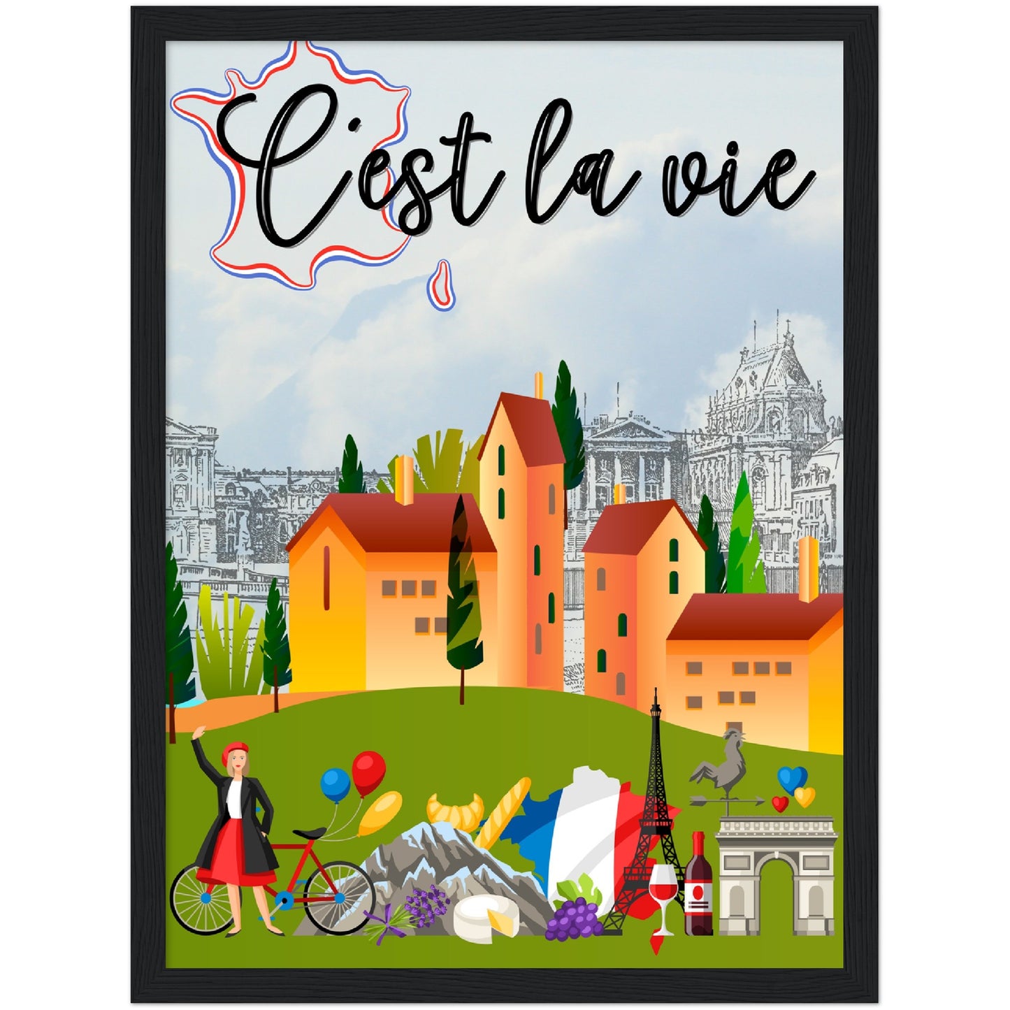 C'est la vie Premium Wooden Framed Poster