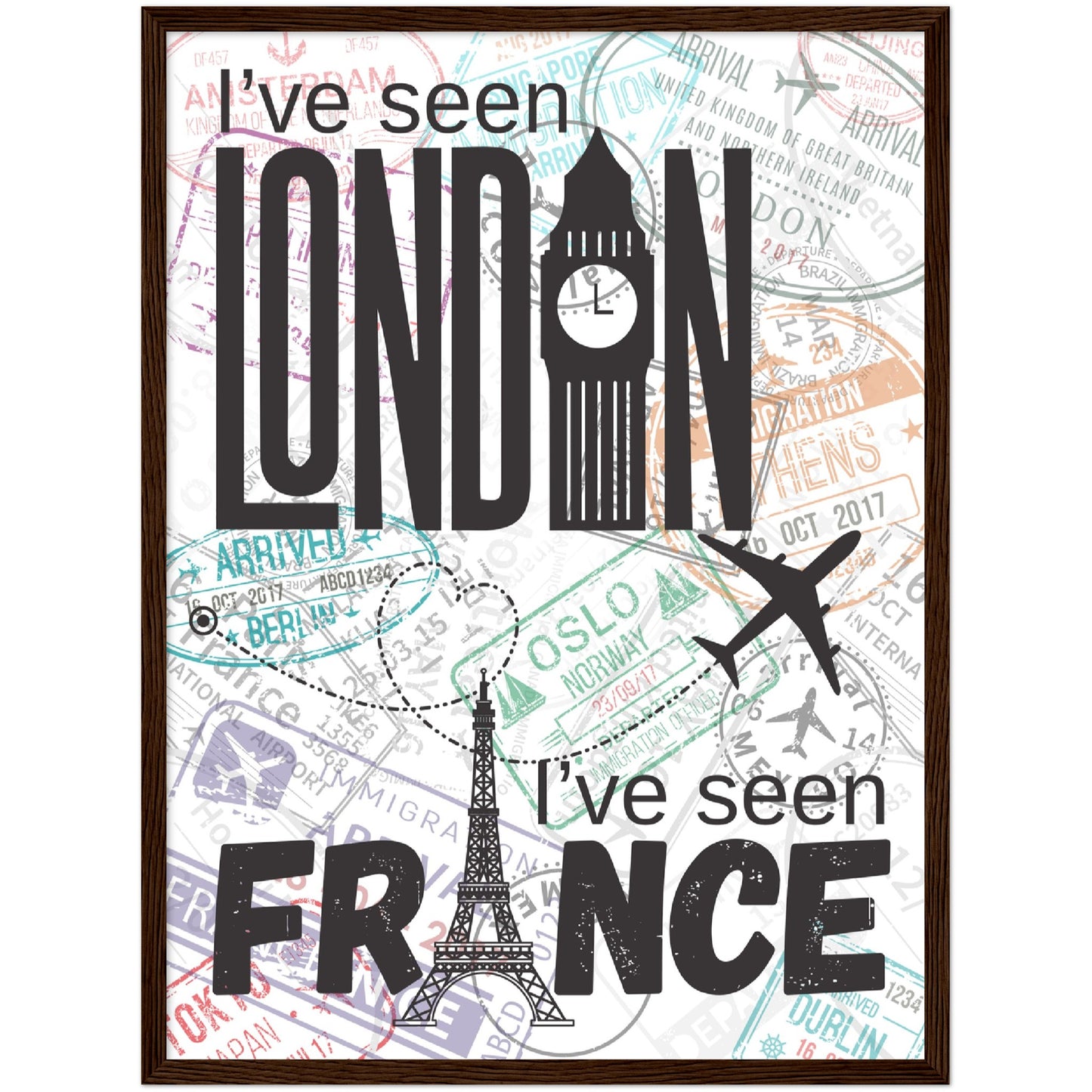 London & France Premium Wooden Framed Poster