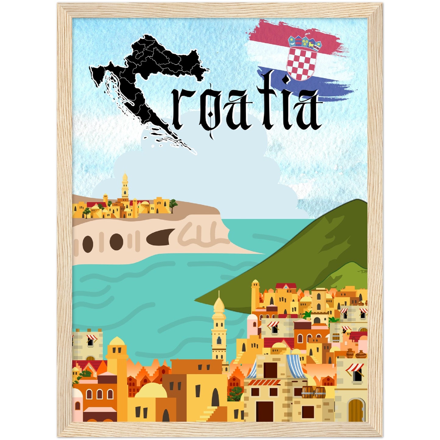 Croatia Premium Wooden Framed Poster