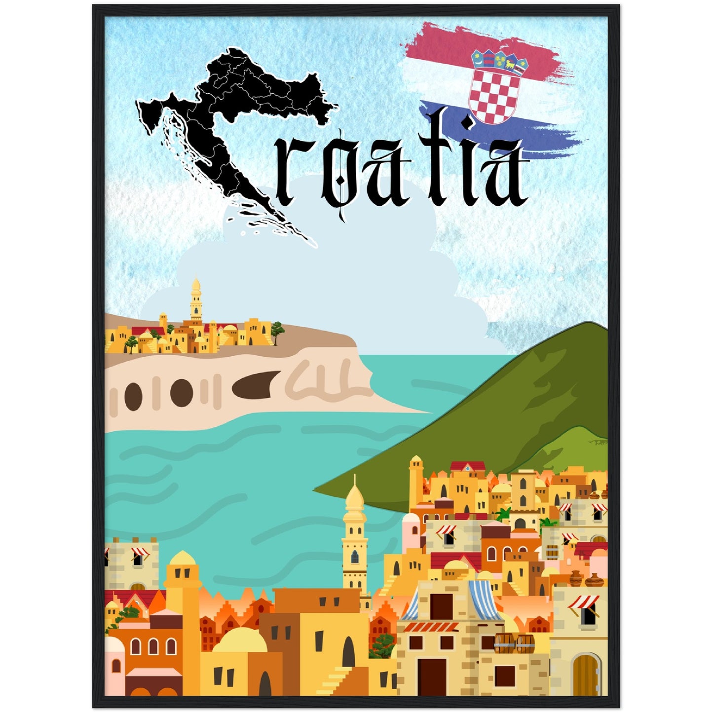 Croatia Premium Wooden Framed Poster