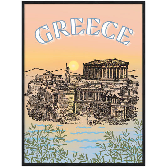 Greece Premium Wooden Framed Poster