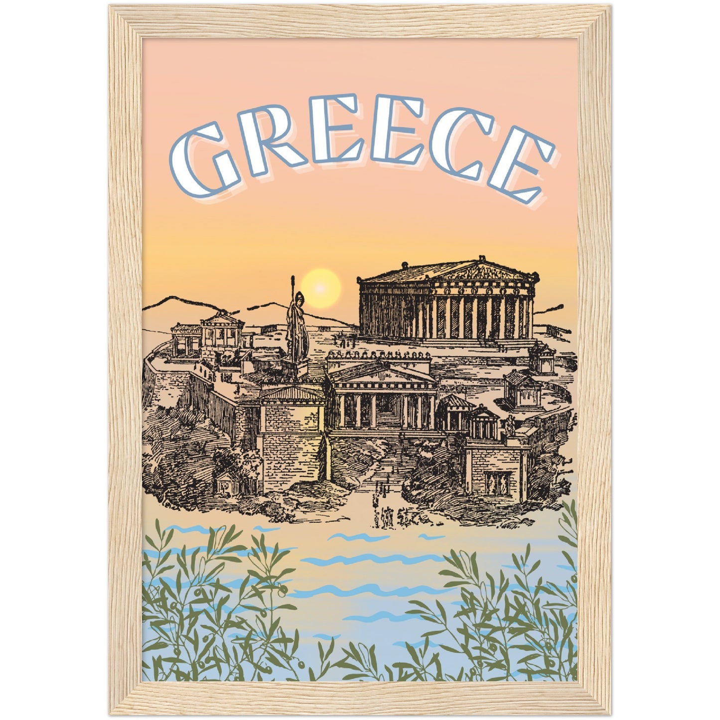 Greece Premium Wooden Framed Poster