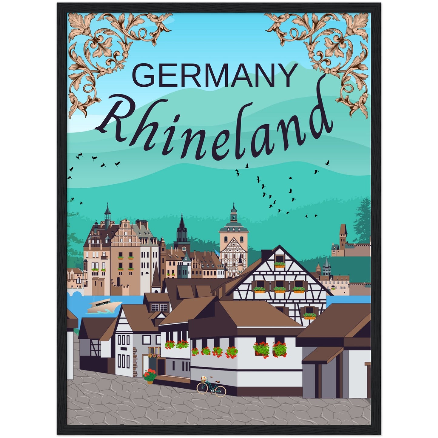 Germany Rhineland Premium Wooden Framed Poster