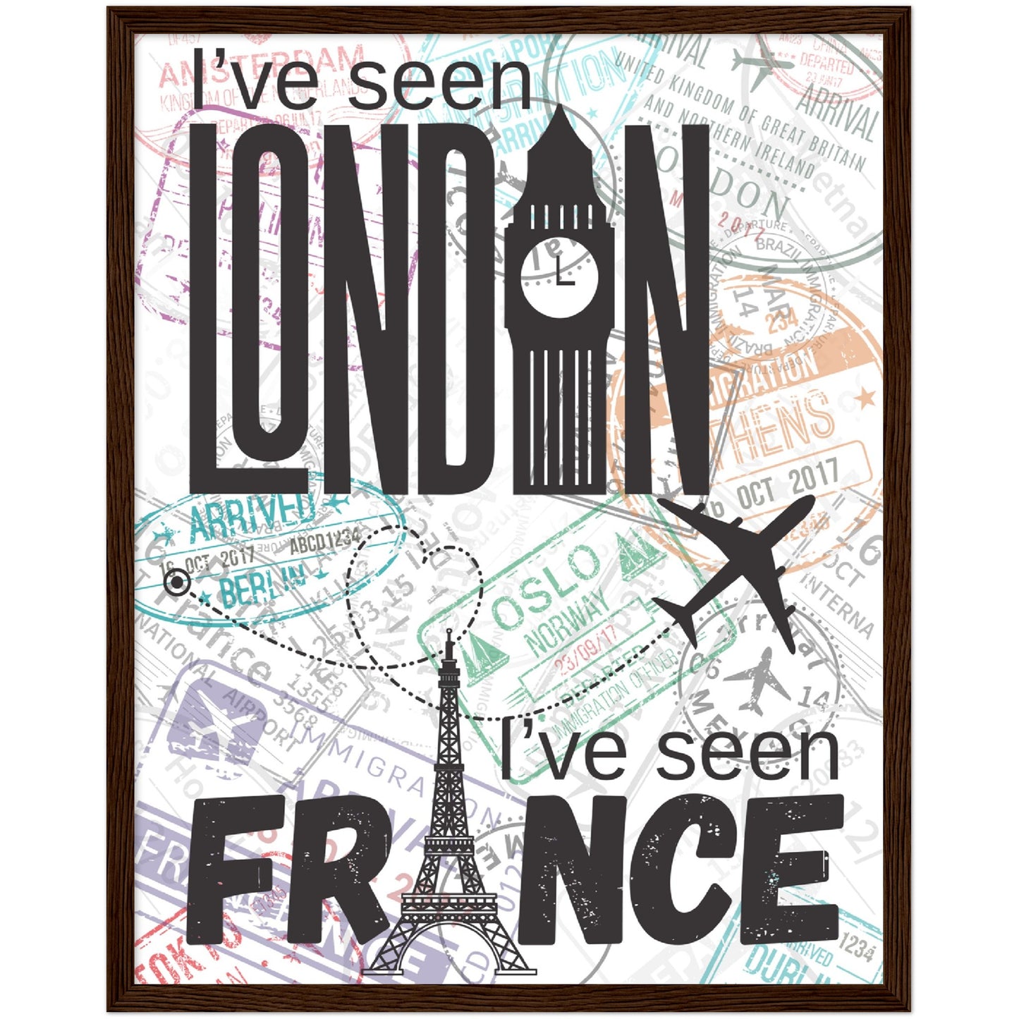 London & France Premium Wooden Framed Poster