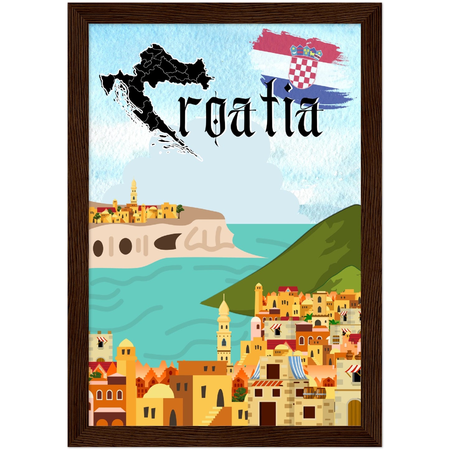 Croatia Premium Wooden Framed Poster