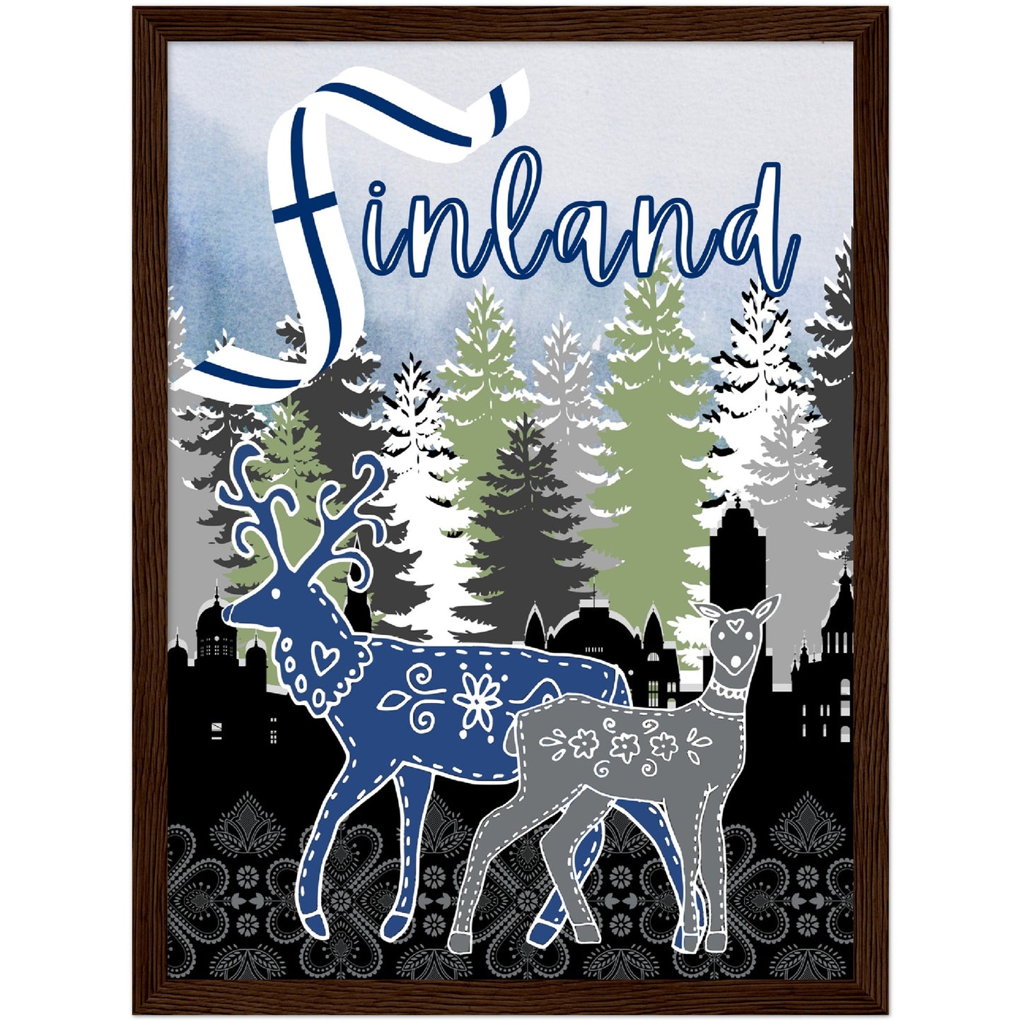 Finland Premium Wooden Framed Poster