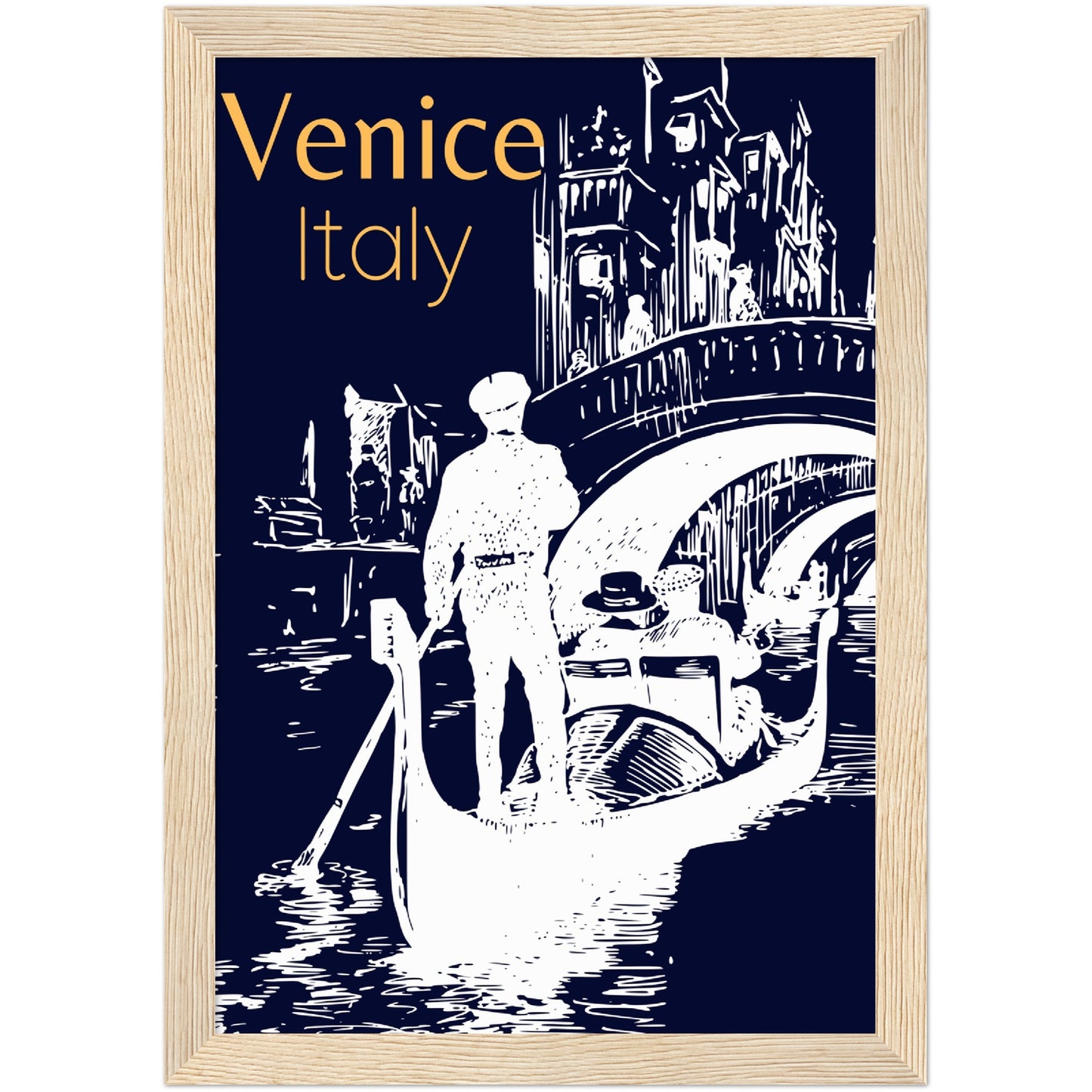 Venice at the Bridge Premium Wooden Framed Poster