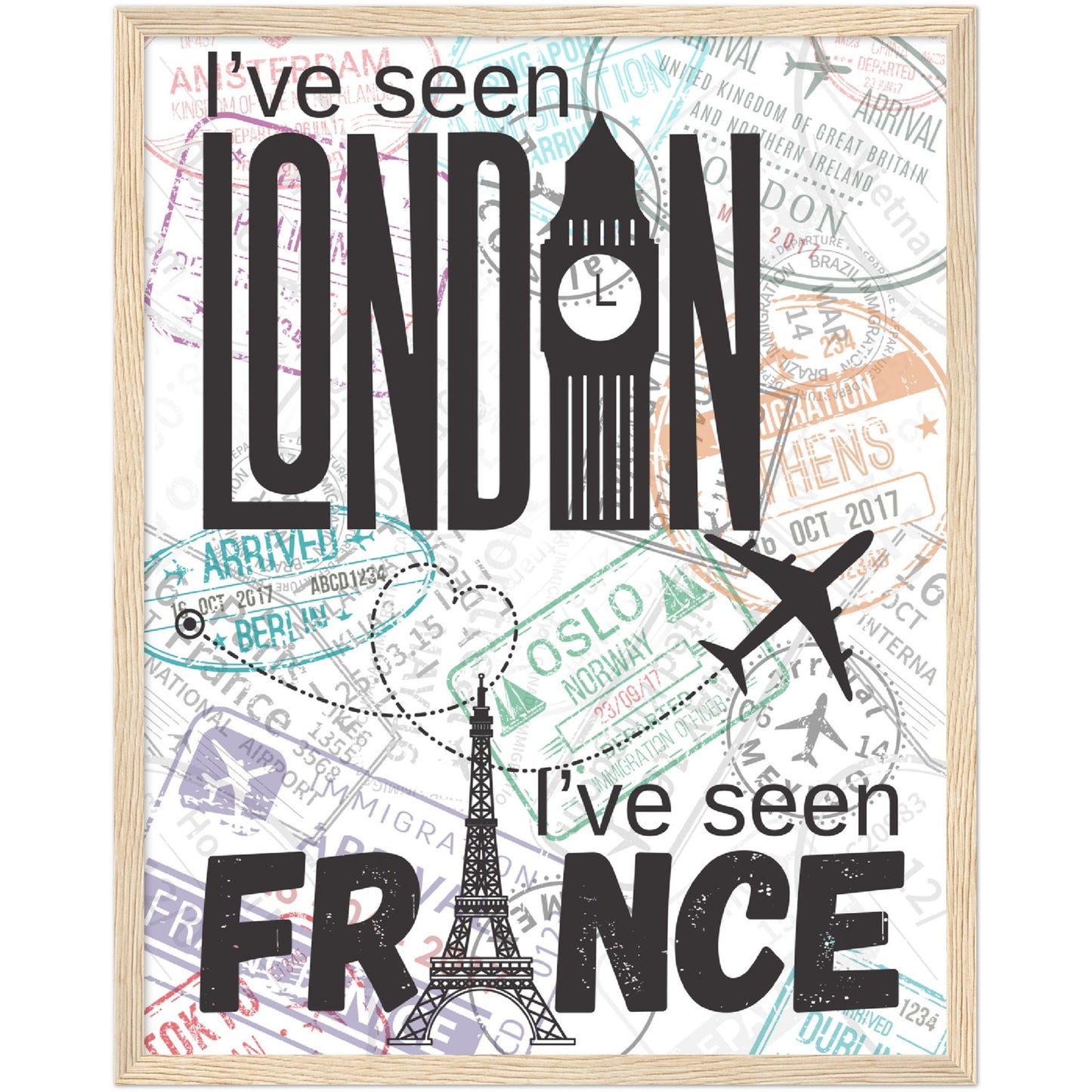 London & France Premium Wooden Framed Poster