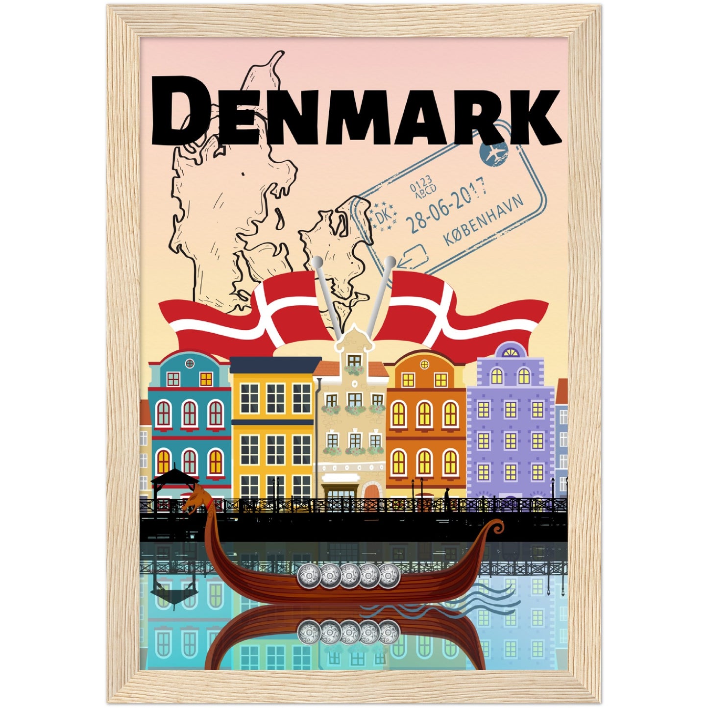 Denmark Premium Wooden Framed Poster