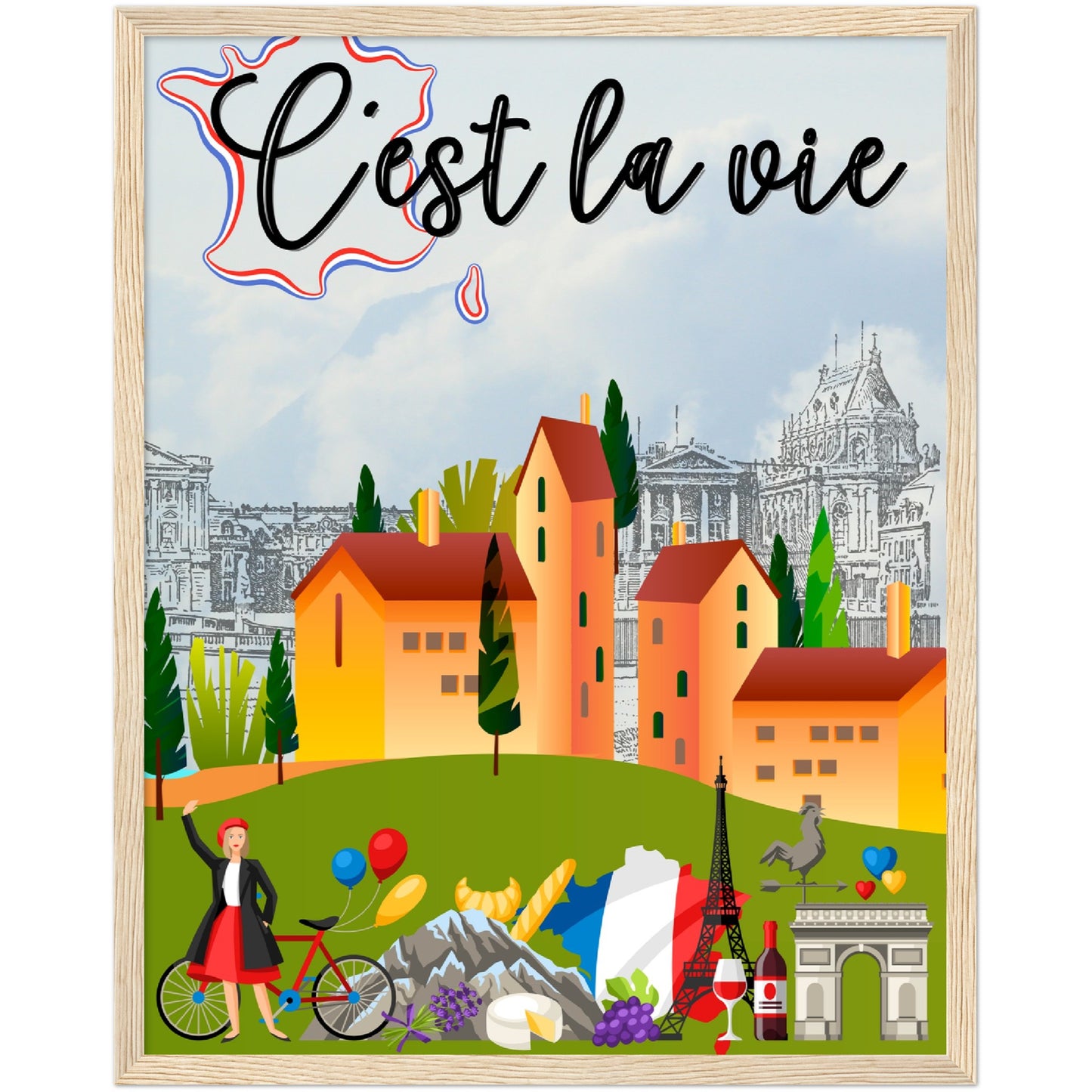 C'est la vie Premium Wooden Framed Poster