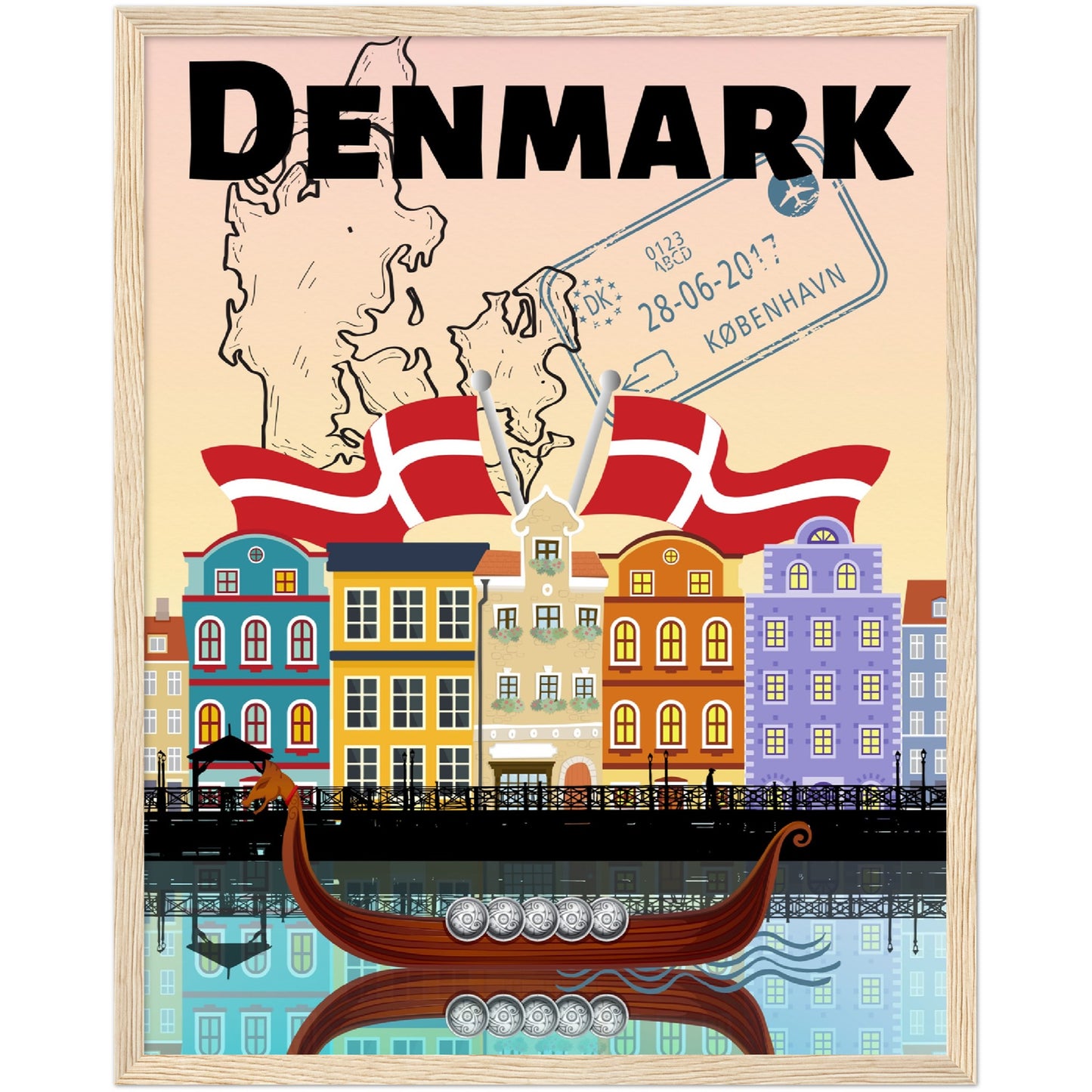 Denmark Premium Wooden Framed Poster