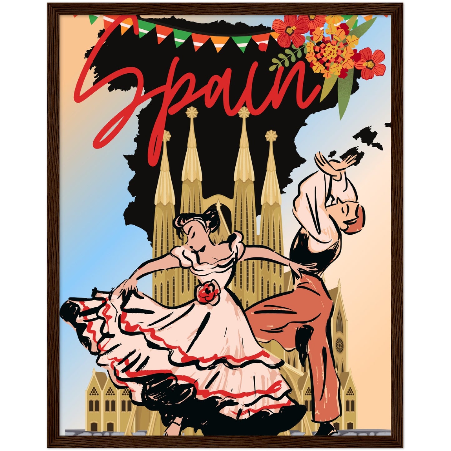 Flamenco Dancers Premium Wooden Framed Poster