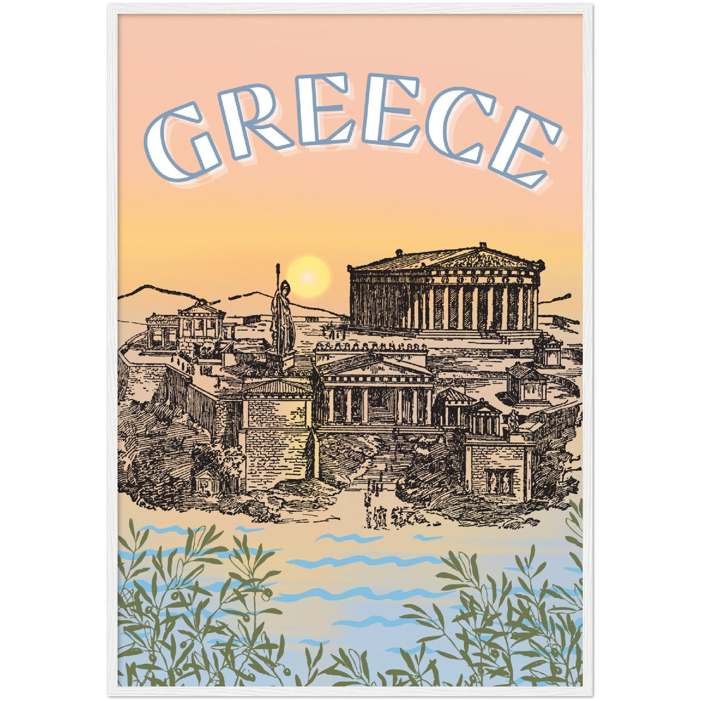 Greece Premium Wooden Framed Poster