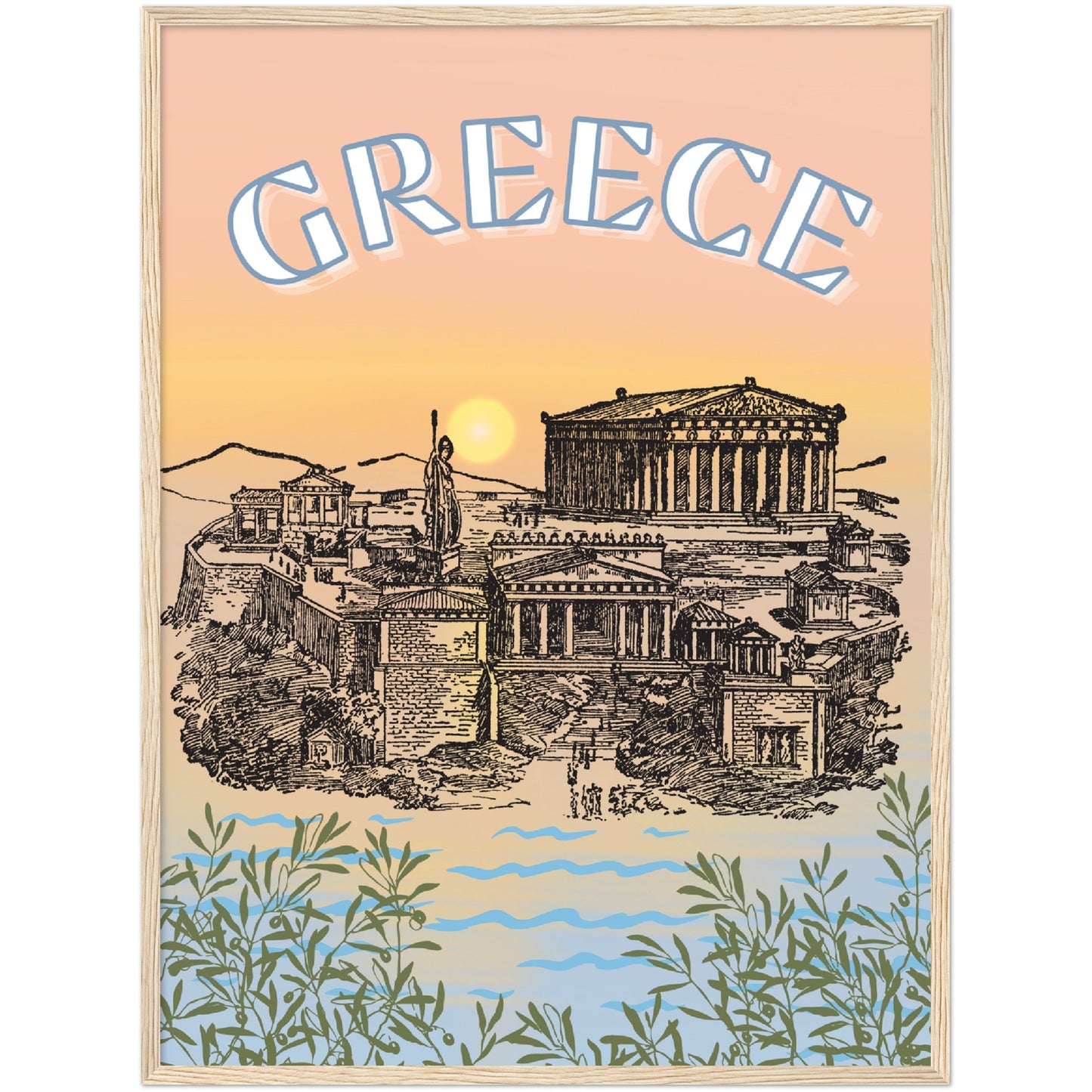 Greece Premium Wooden Framed Poster