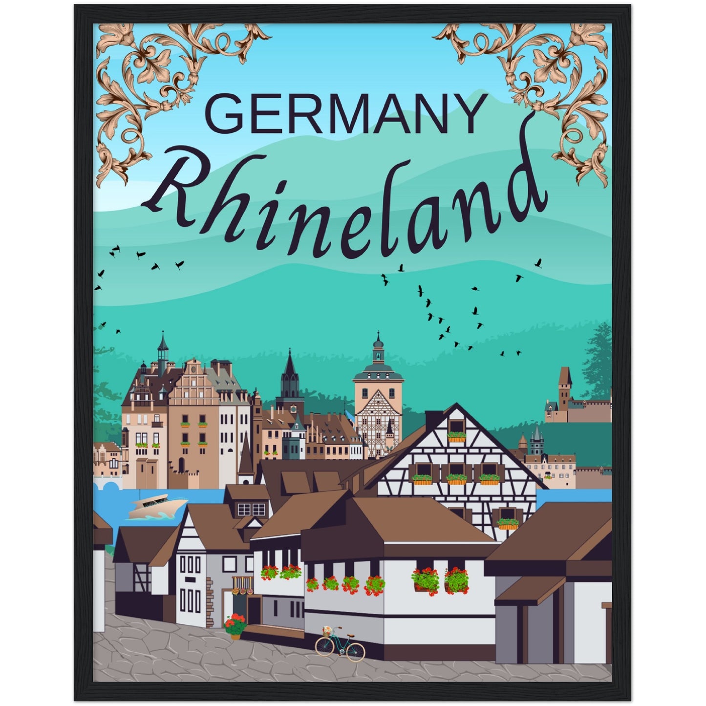 Germany Rhineland Premium Wooden Framed Poster