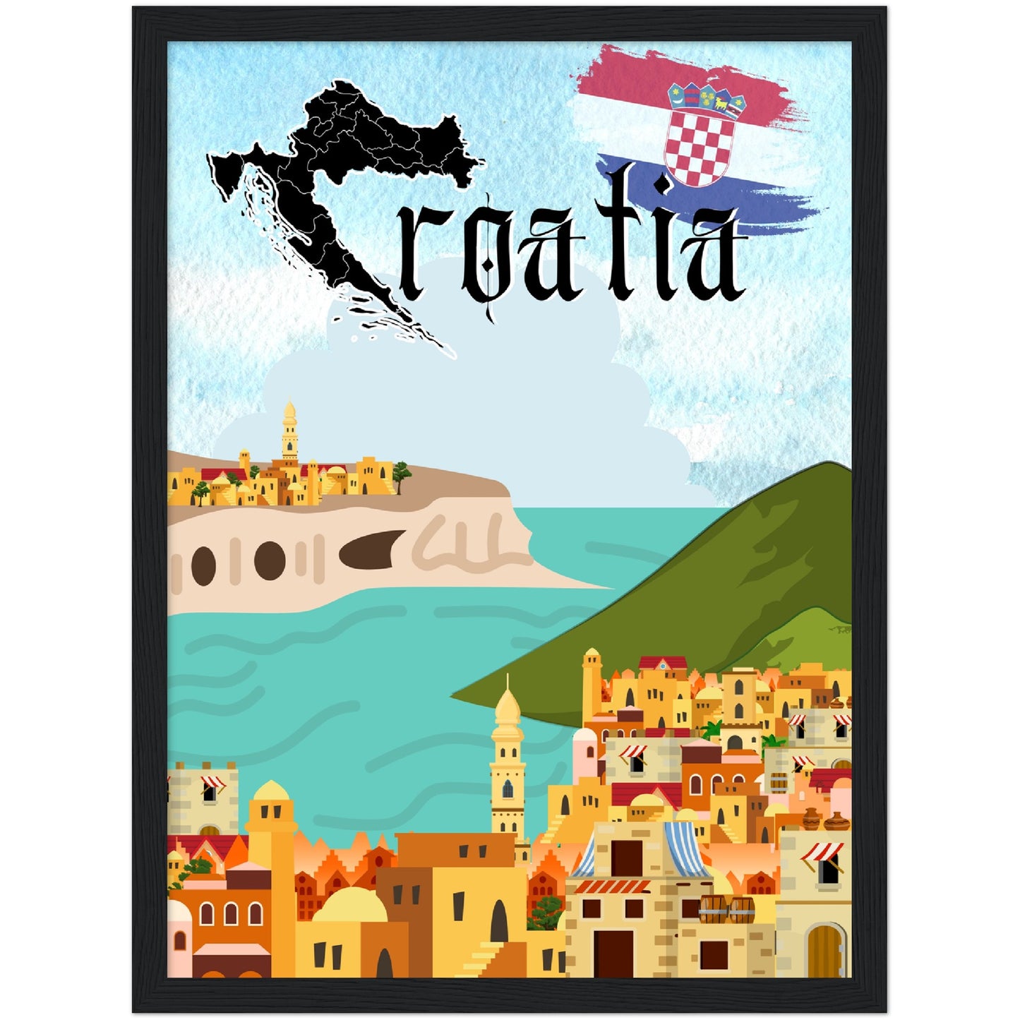 Croatia Premium Wooden Framed Poster