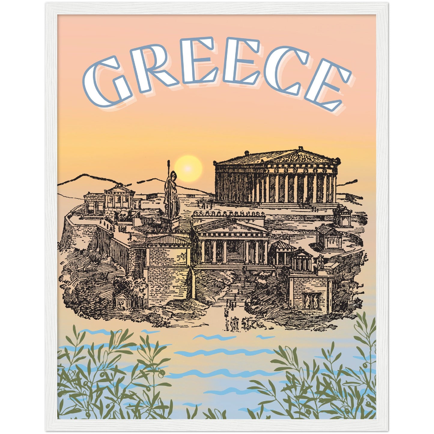 Greece Premium Wooden Framed Poster