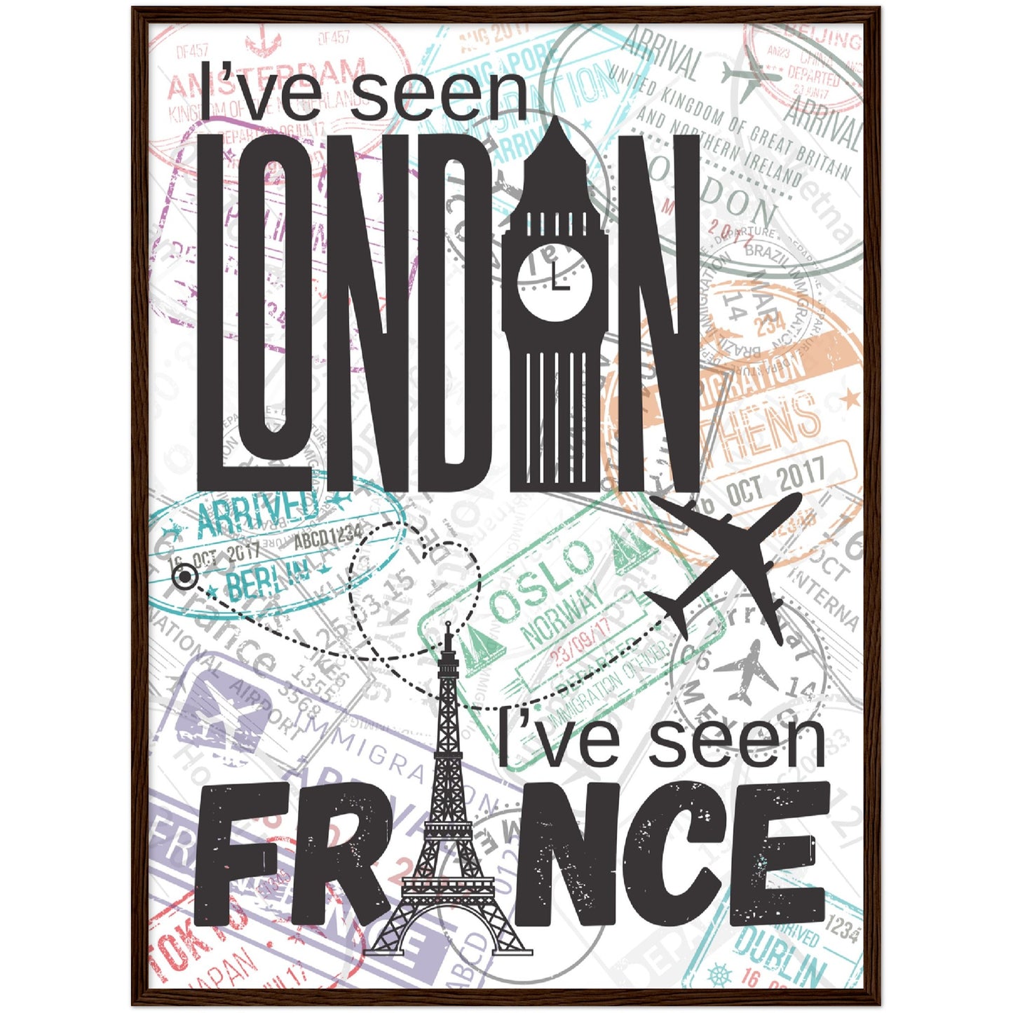 London & France Premium Wooden Framed Poster