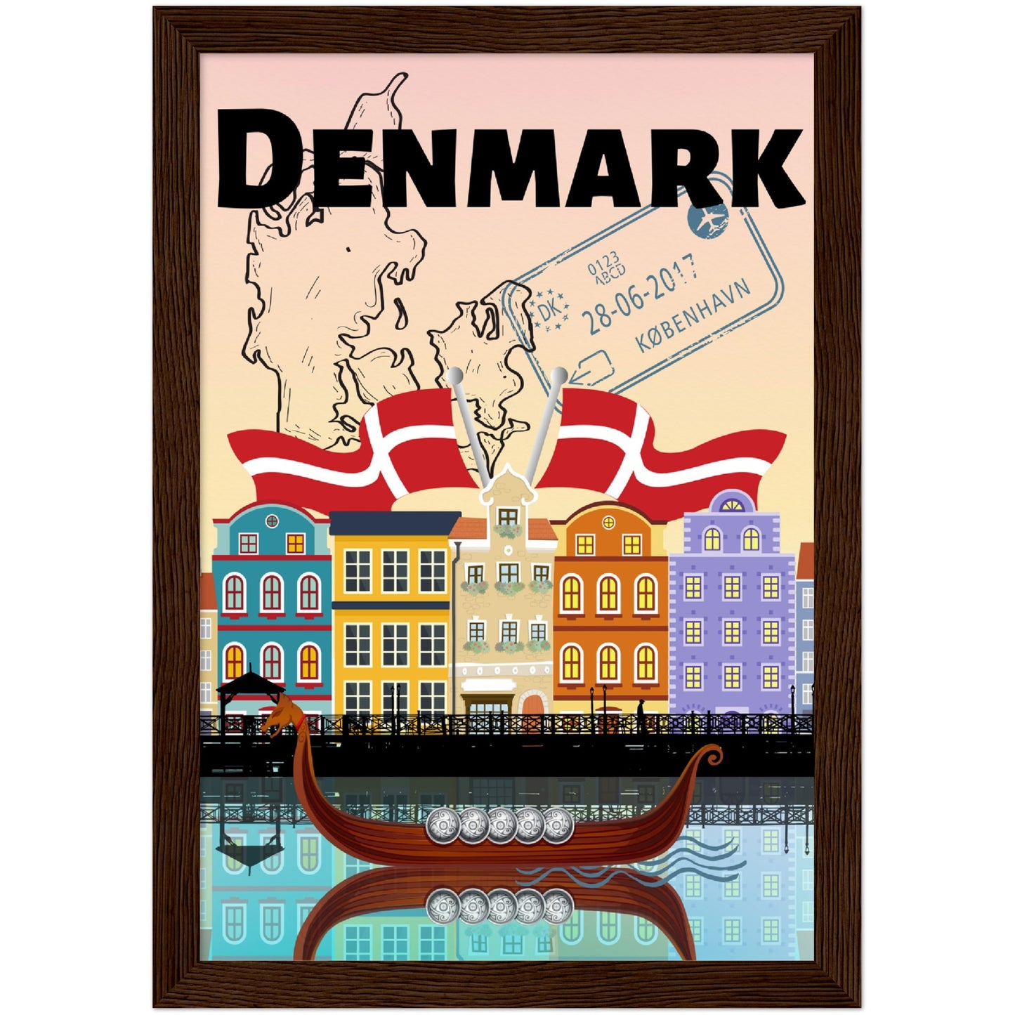 Denmark Premium Wooden Framed Poster