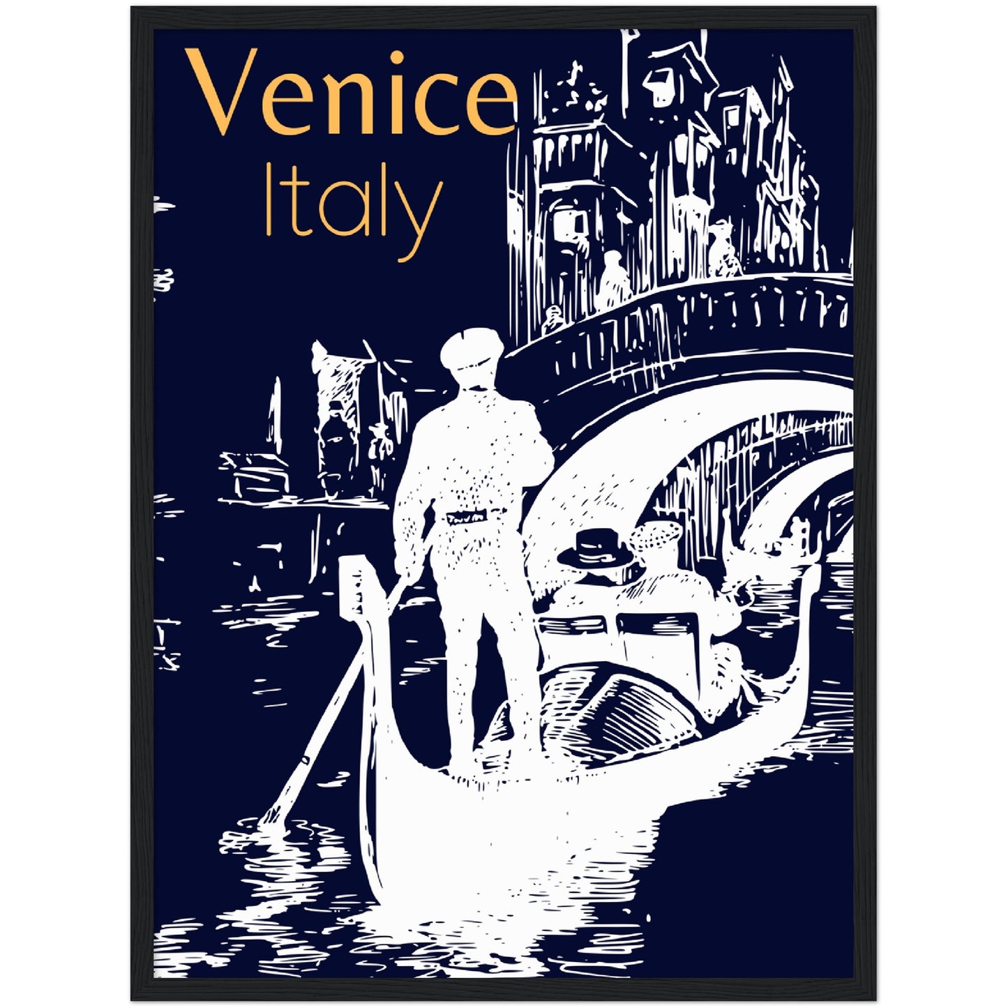 Venice at the Bridge Premium Wooden Framed Poster