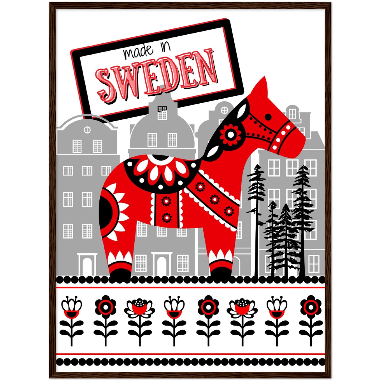 Sweden Premium Wooden Framed Poster