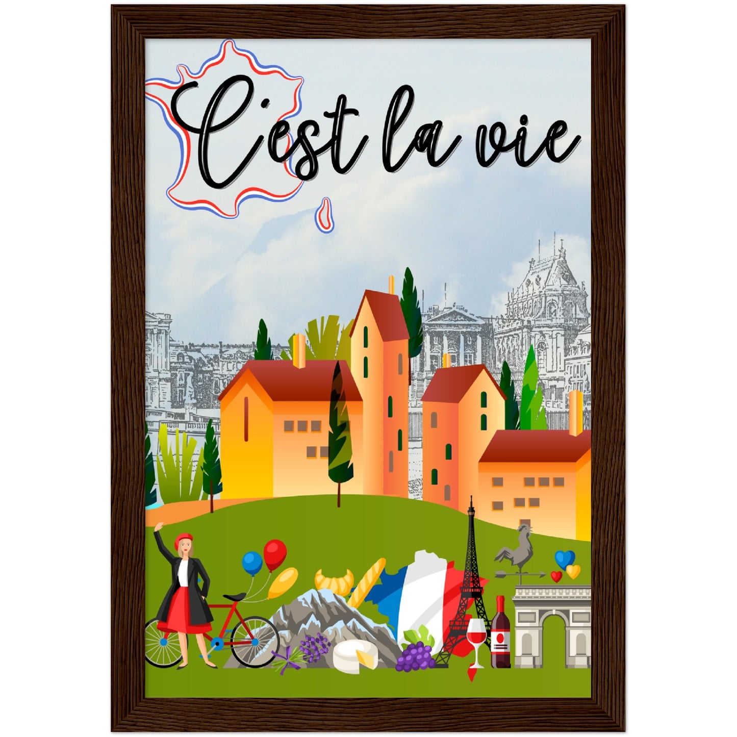 C'est la vie Premium Wooden Framed Poster