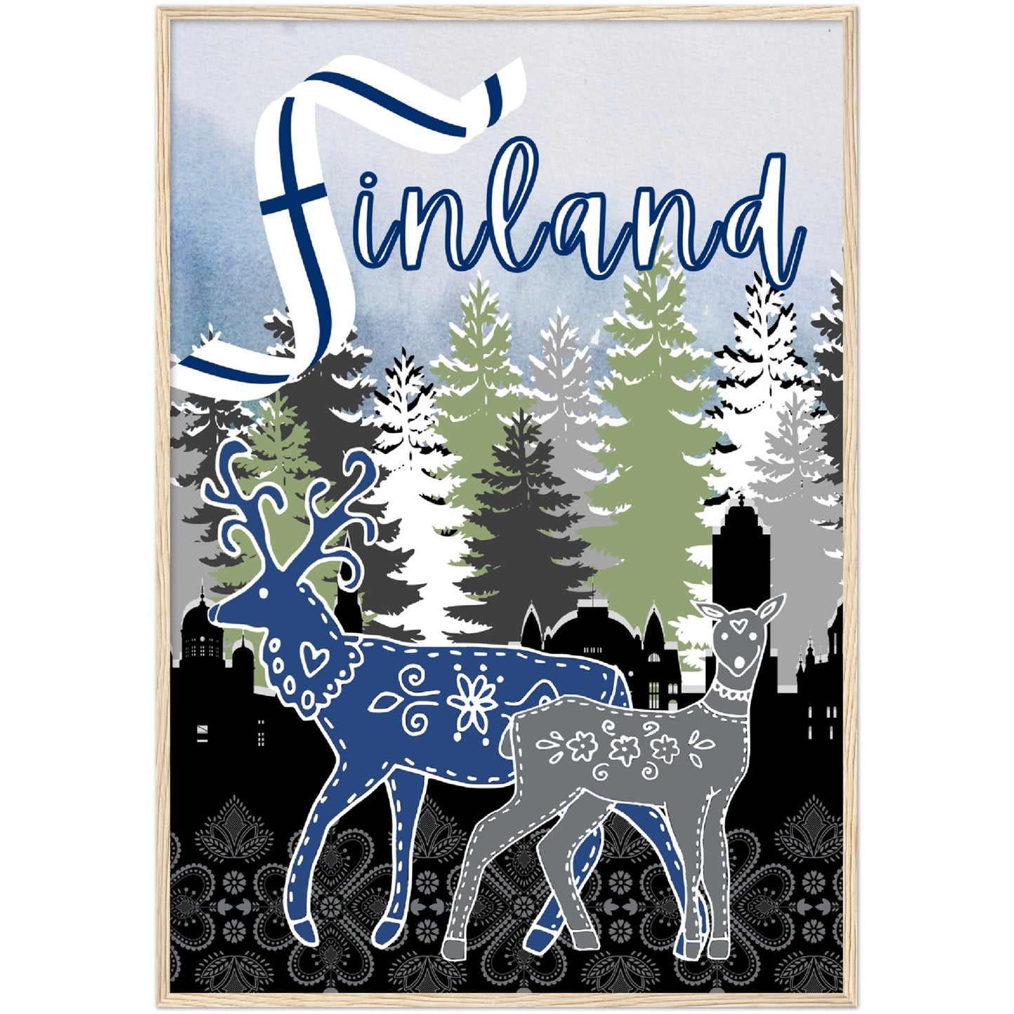 Finland Premium Wooden Framed Poster