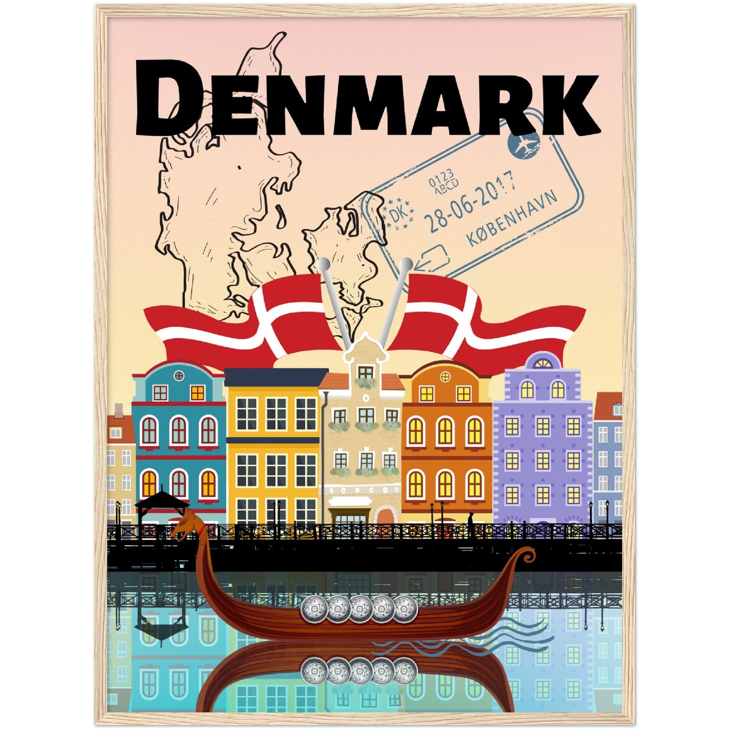 Denmark Premium Wooden Framed Poster