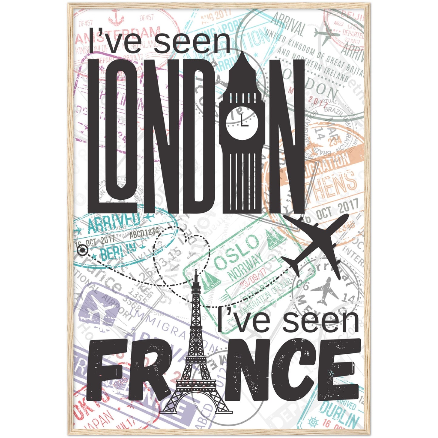 London & France Premium Wooden Framed Poster