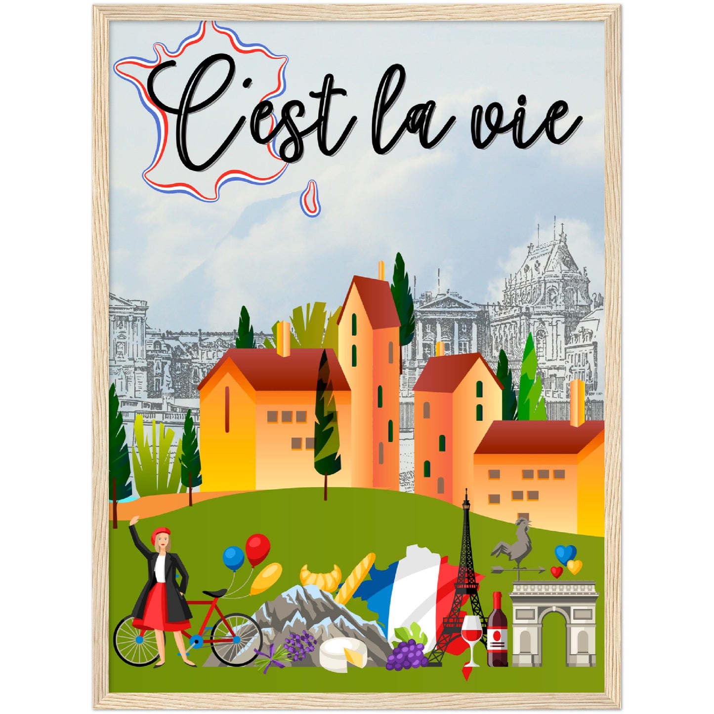 C'est la vie Premium Wooden Framed Poster