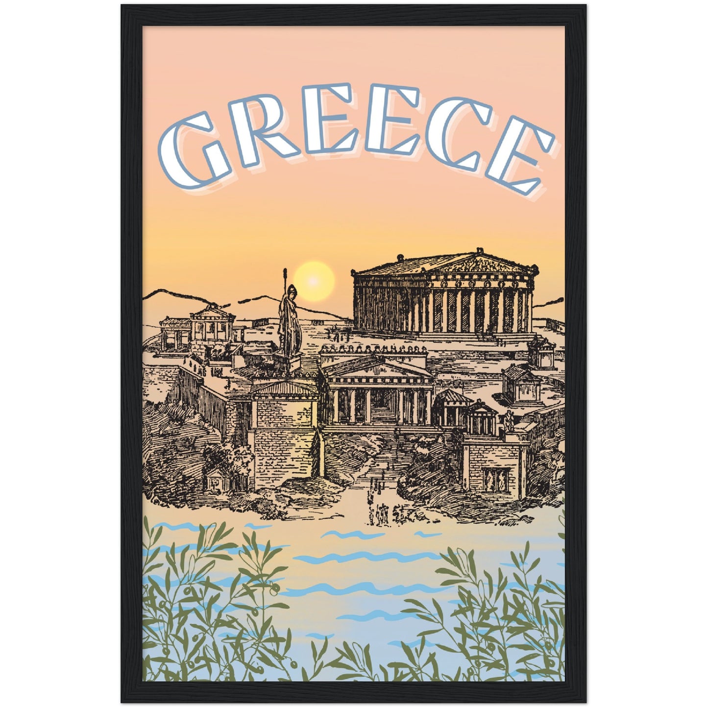 Greece Premium Wooden Framed Poster