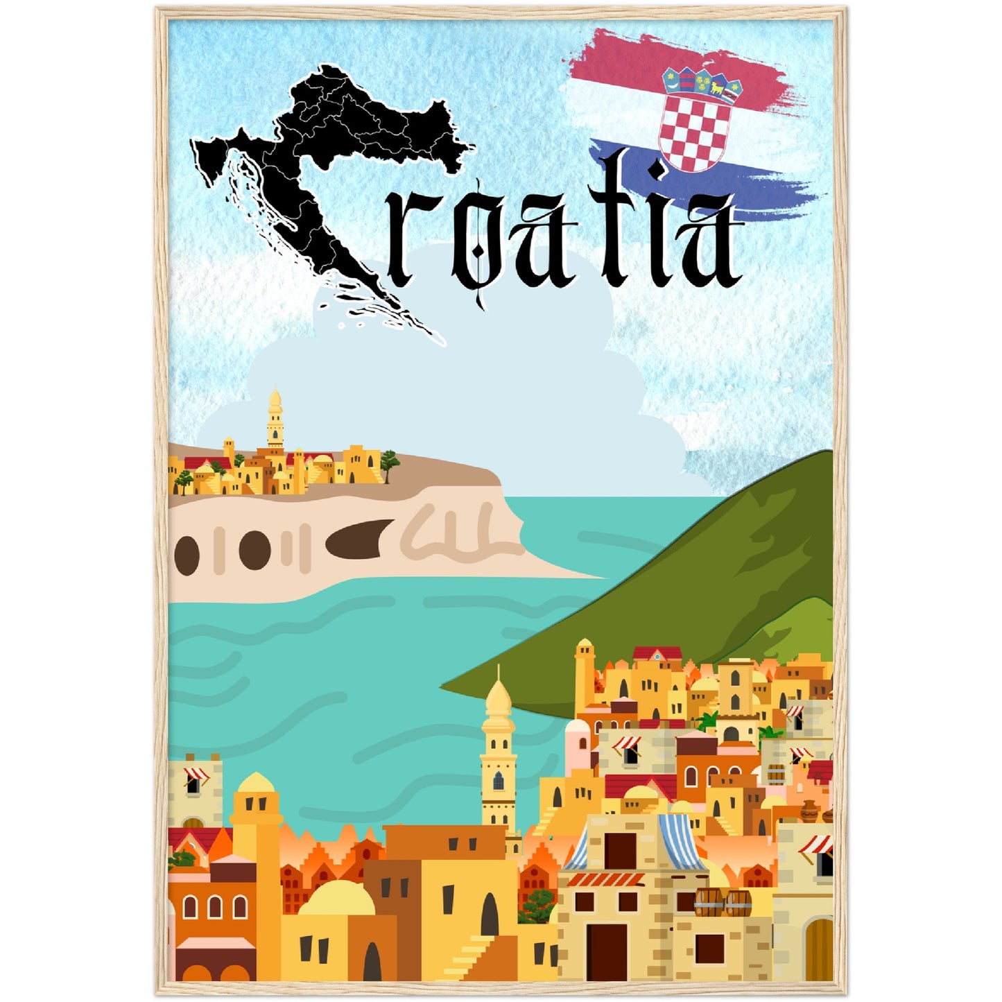 Croatia Premium Wooden Framed Poster