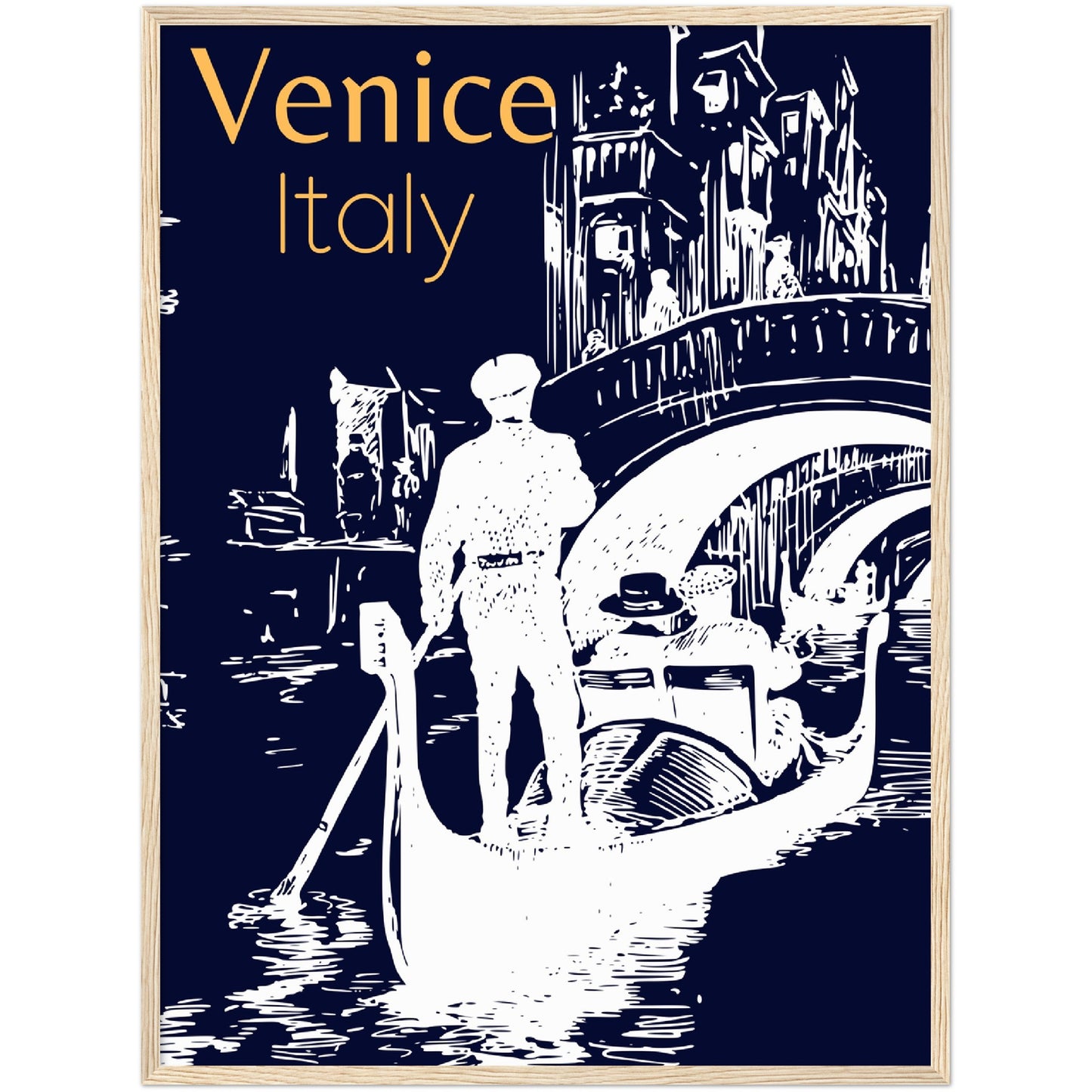 Venice at the Bridge Premium Wooden Framed Poster