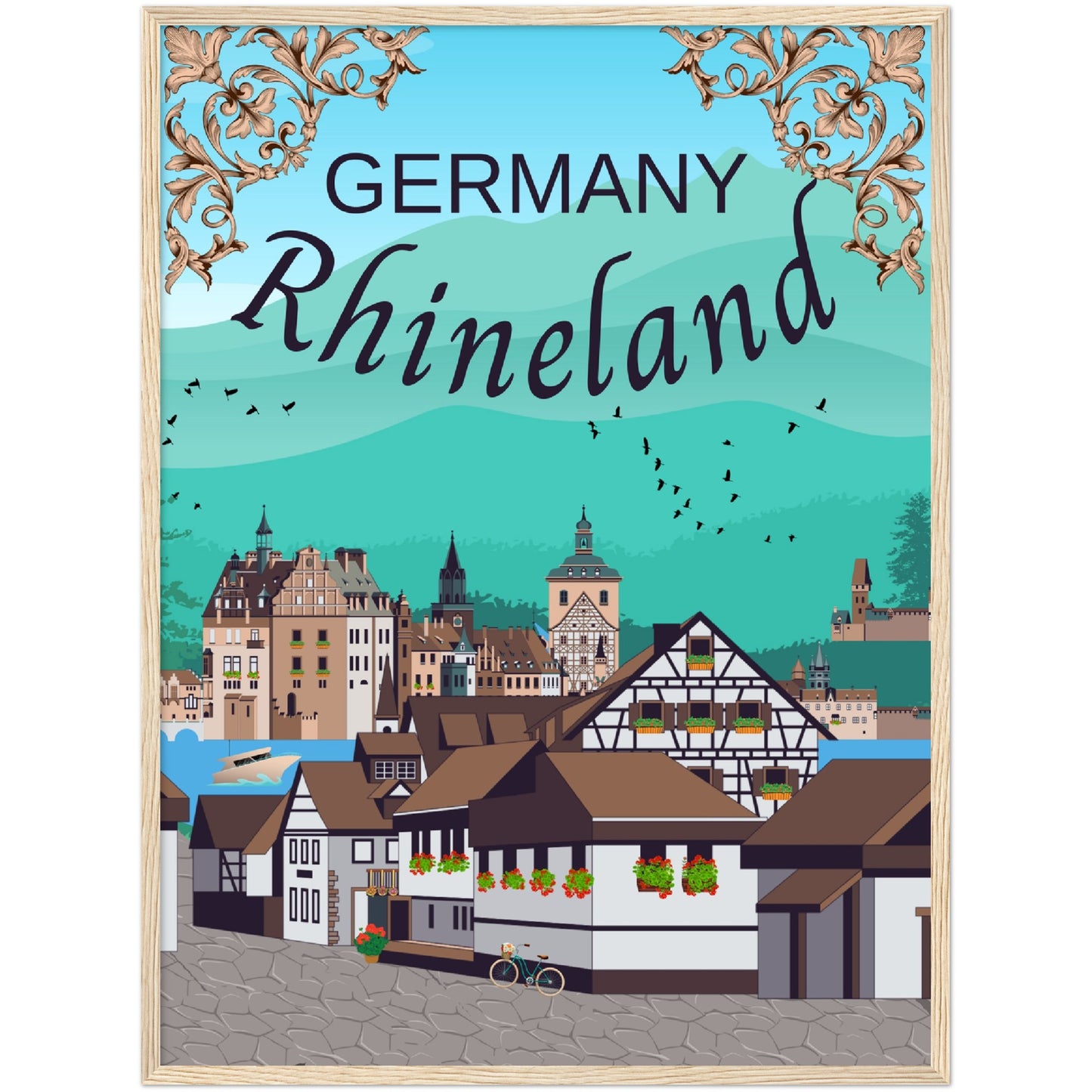 Germany Rhineland Premium Wooden Framed Poster