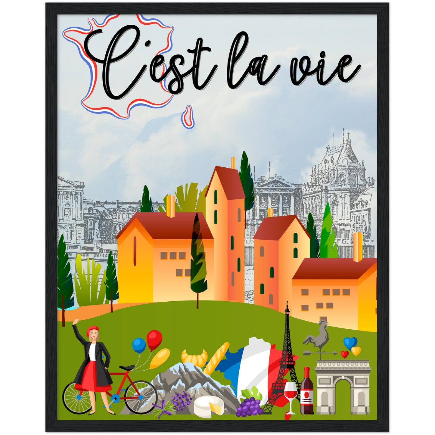 C'est la vie Premium Wooden Framed Poster